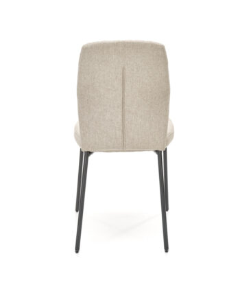 Jedálenská stolička K461 v béžovej a čiernej farbe je moderným doplnkom do každého interiéru. Jej svetlá farba dodáva priestoru jemnosť a eleganciu, zatiaľ čo čierna oceľová konštrukcia zaručuje stabilitu a dlhú životnosť. Stolička je určená na celoročné použitie.