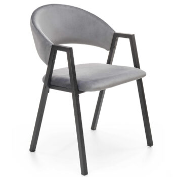 Jedálenská stolička K473 v sivej a čiernej farbe je moderným doplnkom do každého interiéru. Jej tmavý odtieň dodáva priestoru eleganciu a štýl. Stolička je vyrobená z kvalitného materiálu - látky a práškovanej ocele, ktoré zaručujú jej dlhú životnosť a odolnosť.