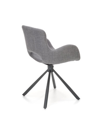 Jedálenská stolička K475 v sivej a čiernej farbe je moderným doplnkom do každého interiéru. Jej tmavá farba dodáva priestoru eleganciu a sofistikovanosť. Stolička je vyrobená z kvalitného materiálu - látky a práškovanej ocele, ktoré zaručujú jej dlhú životnosť a odolnosť.