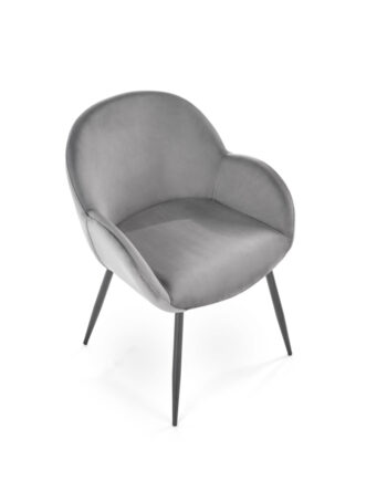 Jedálenská stolička K480 v sivej a čiernej farbe je moderným doplnkom do každého interiéru. Jej tmavý odtieň dodáva priestoru eleganciu a sofistikovanosť. Stolička je vyrobená z kvalitného materiálu - látky a práškovanej ocele, ktoré zaručujú jej dlhú životnosť a odolnosť.