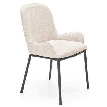Jedálenská stolička K481 v béžovej a čiernej farbe je ideálnym doplnkom do každej moderného interiéru. Jej svetlý odtieň dodáva priestoru jemnosť a eleganciu, zatiaľ čo čierna konštrukcia z práškovanej ocele pridáva robustnosť a stabilitu.