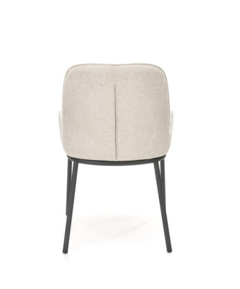 Jedálenská stolička K481 v béžovej a čiernej farbe je ideálnym doplnkom do každej moderného interiéru. Jej svetlý odtieň dodáva priestoru jemnosť a eleganciu, zatiaľ čo čierna konštrukcia z práškovanej ocele pridáva robustnosť a stabilitu.