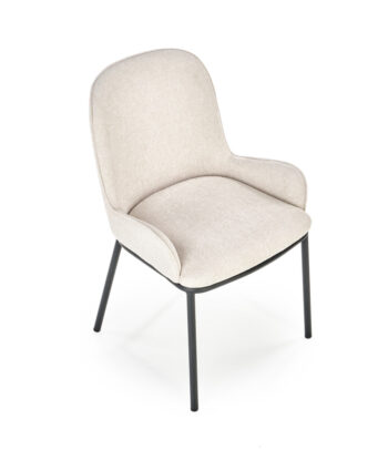 Jedálenská stolička K481 v béžovej a čiernej farbe je ideálnym doplnkom do každej moderného interiéru. Jej svetlý odtieň dodáva priestoru jemnosť a eleganciu, zatiaľ čo čierna konštrukcia z práškovanej ocele pridáva robustnosť a stabilitu.