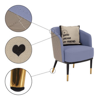 KONDELA Kalila dizajnové kreslo fialová / béžová / čierna – Obrázok 2