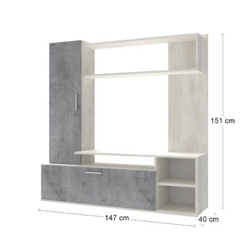 Nadčasový dizajn obývacej steny KALINA skvele vyzdvihuje jej krásne farebné prevedenie white wood / betón Materiál použitý na jej výrobu je kvalitná drevotriesková doska, ktorá sa vyznačuje odolnosťou a nenáročnou údržbou. Obývacia stena obsahuje dvoje dvierok s úchytkami, za ktorými sa nachádzajú…