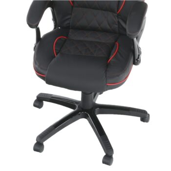 Spríjemnite si dlhé dni v práci s kancelárskym kreslom s podrúčkami PORSHE NEW. Rozmery kresla sú (ŠxHxV): 61,5x70x114-122 cm, opierka chrbta (ŠxV): 50x72 cm a sedadlo má rozmery (ŠxH): 50x48 cm. Je čalúnené čiernou ekokožou s červeným lemovaním. Príjemne Vás poteší aj nastaviteľná výška sedenia…