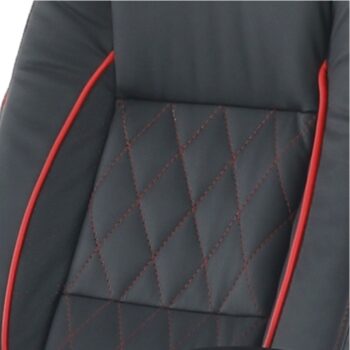 Spríjemnite si dlhé dni v práci s kancelárskym kreslom s podrúčkami PORSHE NEW. Rozmery kresla sú (ŠxHxV): 61,5x70x114-122 cm, opierka chrbta (ŠxV): 50x72 cm a sedadlo má rozmery (ŠxH): 50x48 cm. Je čalúnené čiernou ekokožou s červeným lemovaním. Príjemne Vás poteší aj nastaviteľná výška sedenia…
