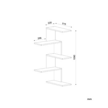 Zaujímavý rohový regál KANIS je ideálny na využitie miesta v rohu, ktoré by inak zostalo nevyužité. Ponúka originálny odkladací priestor na knihy, dekorácie, či kvety. Vďaka jednoduchému modernému štýlu sa hodí do každého domova. Vyrobený je z laminovanej drevotriesky. Hrúbka materiálu: 1,8 cm. Farebné prevedenie: biela matnáRozmery: š51,5 x v109 cm. (ďalšie rozmery v nákrese)Dodávame v demonte.