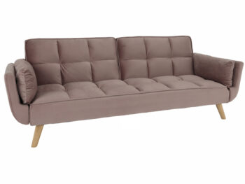 Rozkladacia pohovka Kaprera New v elegantnej staroružovej farbe (Velvet) s bukovými detailmi je ideálnym riešením pre moderné interiéry. Táto pohovka kombinuje štýlový dizajn s praktickosťou, čo ju robí skvelou voľbou pre každú obývaciu izbu.
