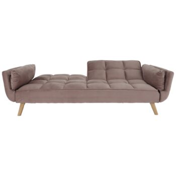 Rozkladacia pohovka Kaprera New v elegantnej staroružovej farbe (Velvet) s bukovými detailmi je ideálnym riešením pre moderné interiéry. Táto pohovka kombinuje štýlový dizajn s praktickosťou, čo ju robí skvelou voľbou pre každú obývaciu izbu.