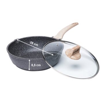 KONDELA Karote hlboká panvica s nepriľnavým povrchom 28 cm mramor – Obrázok 3
