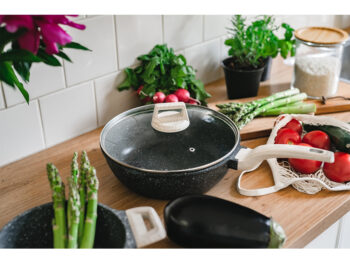 KONDELA Karote wok panvica s nepriľnavým povrchom 30 cm mramor - Image 11
