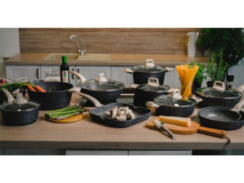 KONDELA Karote wok panvica s nepriľnavým povrchom 30 cm mramor - Image 8