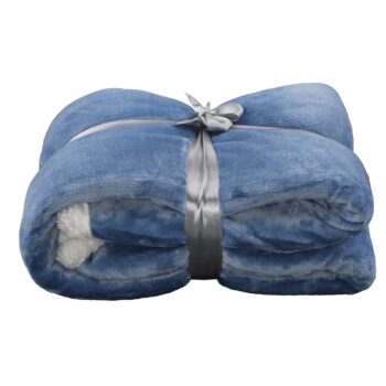 KONDELA Kasala Typ 1 obojstranná baránková deka 127x152 cm sivomodrá – Obrázok 2