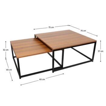 Predstavujeme vám moderný konferenčný stolík Kastler New Typ 1, ktorý je ideálnym doplnkom pre vašu obývačku. Tento set obsahuje dva stolíky v elegantnom prevedení orech a čierna, ktoré dodajú vášmu interiéru štýlový vzhľad.