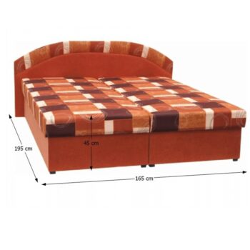 KONDELA Kasvo P čalúnená manželská posteľ s úložným priestorom oranžová / vzor – Obrázok 2