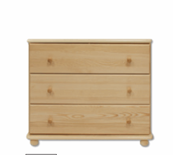 KD106 komoda s 3 zásuvkami šírky 80cm. Farebné prevedenie - prírodná borovica. Ponúkame za príplatok možnosť namorenia na iný odtieň dreva.  Nábytok Drewmax je vyrobený z kvalitného borovicového masívu. Pozor!!! Produkt má špeciálnu povrchovú úpravu na ochranu proti škodcom. Preto v prípade ak máte záujem o produkt, ktorý chcete dodatočne namoriť, treba v objednávke uviesť: požadujem produkt bez povrchovej úpravy.