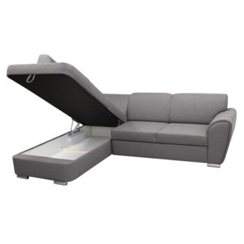 KONDELA Kenai Roh L rohová sedačka s rozkladom a úložným priestorom sivá – Obrázok 5