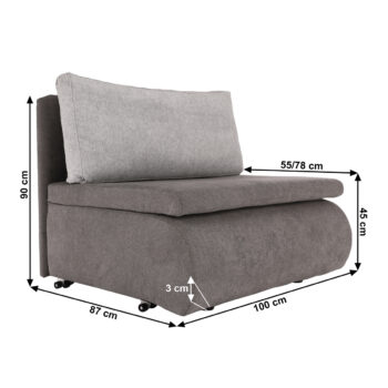 Rozkladacie kreslo s úložným priestorom Kenet New v elegantnej sivohnedej (taupe) a svetlosivej farbe je ideálnym riešením pre moderné interiéry. Toto klasické kreslo značky KONDELA ponúka nielen pohodlné sedenie, ale aj praktickú rozkladaciu funkciu, ktorá umožňuje jeho jednoduchú premenu na…