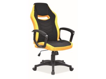 KENTAKA je otočné kancelárske kreslo v atraktívnom prevedení. Je vhodné do každej pracovne, kancelárie, či študentskej izby.Disponuje mechanizmom TILT, ktorým sa nastavuje výška, polohuje opierka a sedák.Kreslo je čalúnené kvalitnou látkou. Farebné prevedenie je v kombinácii čiernej a žltej farby.Pre zvýšenie komfortu má kreslo opierku hlavy i praktické lakťové opierky. Kreslo disponuje plastovým nosným krížom. Kolieska kresla sú vyrobené z gumy.  Rozmery:Výška : 106-116 cmVýška sedenia : 44 - 54 cmŠírka : 59 cmHĺbka : 49 cmNosnosť kresla je 140 kg.Dodávame v demontovanom stave.