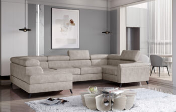 Kesada je jednoduchý tvar, ale elegantný a veľmi štýlový kút s rozmermi 330 x 190 x 98 cm je udržiavaný v exkluzívnom štýle.Sedacia súprava je multifunkčný kus nábytku, pretože okrem priestrannej sedačky na relax počas dňa ju možno využiť aj ako miesto na regeneráciu a oddych v noci. Vďaka mechanizmu typu delfín - ľahko a rýchlo premeníme každodennú pohovku na pohodlnú posteľ s rozmermi 110 x 250 cm.Priestranný kontajner na lôžkoviny umiestnený v otomane nám pomôže vrátiť sa k návratnej forme dennej pohovky. Výnimočné pohodlie a komfort, ktoré umocňujú zážitok z maximálneho pohodlia, má na svedomí 45 cm vysoký sedák vyrobený z unikátnych pien - T30 a HR. Okrem toho zvyšujú pružnosť a elasticitu pohovky a zabraňujú vzniku nevzhľadných dutín v jej štruktúre.Orientácia rohu: ľavá, sedaciu súpravu je možné objednať v pravom prevedení.Poťahová látka: Dora 21Ponúka možnosť nastavenia opierky hlavy vyplnené PUR penou T25 a elegantné kovové nohy,ktoré zaistia vzdušnosť.Rozmery:ŠxHxV: 330 cm x 190 cm x 45-98 cmhĺbka sedu: 55 cmvýška sedu: 45 cmplocha na spanie: 110 x 250 cmhustota peny sedenie: T30+HRhustota peny opierka: T25hmotnosť: 230 kg Kesada je sedacia súprava, ktorá bude zaručene obľubeným kúskom nábytku vo Vašej domácnosti.Nastavenie Vášho displeja môže spôsobiť odchýlku vo farbe vzoriek poťahových látok.