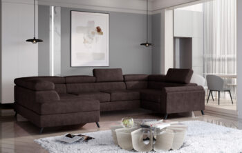 Kesada je jednoduchý tvar, ale elegantný a veľmi štýlový kút s rozmermi 330 x 190 x 98 cm je udržiavaný v exkluzívnom štýle.Sedacia súprava je multifunkčný kus nábytku, pretože okrem priestrannej sedačky na relax počas dňa ju možno využiť aj ako miesto na regeneráciu a oddych v noci. Vďaka mechanizmu typu delfín - ľahko a rýchlo premeníme každodennú pohovku na pohodlnú posteľ s rozmermi 110 x 250 cm.Priestranný kontajner na lôžkoviny umiestnený v otomane nám pomôže vrátiť sa k návratnej forme dennej pohovky. Výnimočné pohodlie a komfort, ktoré umocňujú zážitok z maximálneho pohodlia, má na svedomí 45 cm vysoký sedák vyrobený z unikátnych pien - T30 a HR. Okrem toho zvyšujú pružnosť a elasticitu pohovky a zabraňujú vzniku nevzhľadných dutín v jej štruktúre.Orientácia rohu: ľavý, sedaciu súpravu je možné objednať aj v pravom prevedení.Poťahová látka: Dora 28Ponúka možnosť nastavenia opierky hlavy vyplnené PUR penou T25 a elegantné kovové nohy,ktoré zaistia vzdušnosť.Rozmery:ŠxHxV: 330 cm x 190 cm x 45-98 cmhĺbka sedu: 55 cmvýška sedu: 45 cmplocha na spanie: 110 x 250 cmhustota peny sedenie: T30+HRhustota peny opierka: T25hmotnosť: 230 kg Kesada je sedacia súprava, ktorá bude zaručene obľubeným kúskom nábytku vo Vašej domácnosti.Nastavenie Vášho displeja môže spôsobiť odchýlku vo farbe vzoriek poťahových látok.
