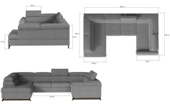 Kesada je jednoduchý tvar, ale elegantný a veľmi štýlový kút s rozmermi 330 x 190 x 98 cm je udržiavaný v exkluzívnom štýle.Sedacia súprava je multifunkčný kus nábytku, pretože okrem priestrannej sedačky na relax počas dňa ju možno využiť aj ako miesto na regeneráciu a oddych v noci. Vďaka mechanizmu typu delfín - ľahko a rýchlo premeníme každodennú pohovku na pohodlnú posteľ s rozmermi 110 x 250 cm.Priestranný kontajner na lôžkoviny umiestnený v otomane nám pomôže vrátiť sa k návratnej forme dennej pohovky. Výnimočné pohodlie a komfort, ktoré umocňujú zážitok z maximálneho pohodlia, má na svedomí 45 cm vysoký sedák vyrobený z unikátnych pien - T30 a HR. Okrem toho zvyšujú pružnosť a elasticitu pohovky a zabraňujú vzniku nevzhľadných dutín v jej štruktúre.Orientácia rohu: ľavý, sedaciu súpravu je možné objednať aj v pravom prevedení.Poťahová látka: Monolith 63Ponúka možnosť nastavenia opierky hlavy vyplnené PUR penou T25 a elegantné kovové nohy,ktoré zaistia vzdušnosť.Rozmery:ŠxHxV: 330 cm x 190 cm x 45-98 cmhĺbka sedu: 55 cmvýška sedu: 45 cmplocha na spanie: 110 x 250 cmhustota peny sedenie: T30+HRhustota peny opierka: T25hmotnosť: 230 kg Kesada je sedacia súprava, ktorá bude zaručene obľubeným kúskom nábytku vo Vašej domácnosti.Nastavenie Vášho displeja môže spôsobiť odchýlku vo farbe vzoriek poťahových látok.