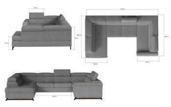 Kesada je jednoduchý tvar, ale elegantný a veľmi štýlový kút s rozmermi 330 x 190 x 98 cm je udržiavaný v exkluzívnom štýle.Sedacia súprava je multifunkčný kus nábytku, pretože okrem priestrannej sedačky na relax počas dňa ju možno využiť aj ako miesto na regeneráciu a oddych v noci. Vďaka mechanizmu typu delfín - ľahko a rýchlo premeníme každodennú pohovku na pohodlnú posteľ s rozmermi 110 x 250 cm.Priestranný kontajner na lôžkoviny umiestnený v otomane nám pomôže vrátiť sa k návratnej forme dennej pohovky. Výnimočné pohodlie a komfort, ktoré umocňujú zážitok z maximálneho pohodlia, má na svedomí 45 cm vysoký sedák vyrobený z unikátnych pien - T30 a HR. Okrem toho zvyšujú pružnosť a elasticitu pohovky a zabraňujú vzniku nevzhľadných dutín v jej štruktúre.Orientácia rohu: ľavý, sedaciu súpravu je možné objednať aj v pravom prevedení.Poťahová látka: Mat Velvet 68Ponúka možnosť nastavenia opierky hlavy vyplnené PUR penou T25 a elegantné kovové nohy,ktoré zaistia vzdušnosť.Rozmery:ŠxHxV: 330 cm x 190 cm x 45-98 cmhĺbka sedu: 55 cmvýška sedu: 45 cmplocha na spanie: 110 x 250 cmhustota peny sedenie: T30+HRhustota peny opierka: T25hmotnosť: 230 kg Kesada je sedacia súprava, ktorá bude zaručene obľubeným kúskom nábytku vo Vašej domácnosti.Nastavenie Vášho displeja môže spôsobiť odchýlku vo farbe vzoriek poťahových látok.