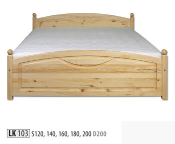 LK103 Posteľ - korpus šírka 140 cm. Posteľ z masívneho borovicového dreva. Farebné prevedenie: prírodná borovica. Možnosť namorenia na odtieň jelša, orech a dub za príplatok. Možnosť doobjednať rošt a matrac - nie sú v cene.