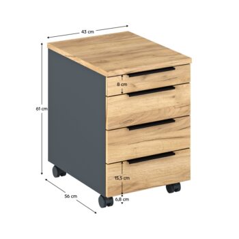 Kontajner na kolieskach Klaudius Typ 6 v elegantnom prevedení grafit a dub artisan je ideálnym riešením pre moderné kancelárske priestory. Tento praktický nábytok od značky KONDELA ponúka nielen štýlový vzhľad, ale aj funkčnosť, ktorá zjednoduší organizáciu vašich dokumentov a kancelárskych…