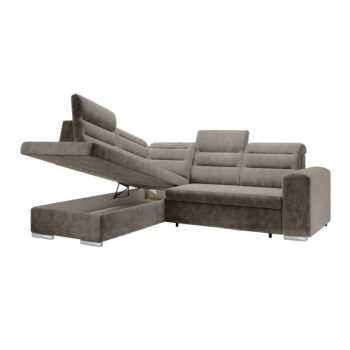KONDELA Kloudy Roh L rohová sedačka s rozkladom a úložným priestorom sivohnedá (taupe) – Obrázok 2