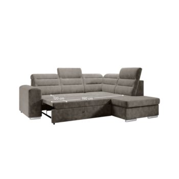 KONDELA Kloudy Roh P rohová sedačka s rozkladom a úložným priestorom sivohnedá (taupe) – Obrázok 2