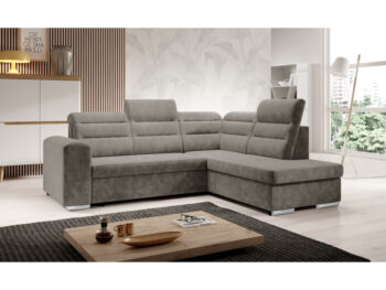 KONDELA Kloudy Roh P rohová sedačka s rozkladom a úložným priestorom sivohnedá (taupe) – Obrázok 5