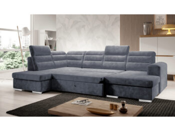 KONDELA Kloudy U L rohová sedačka u s rozkladom a úložným priestorom tmavosivá – Obrázok 2