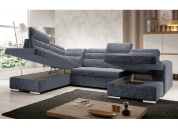 Rohová sedačka U s rozkladom a úložným priestorom Kloudy U L v elegantnej tmavosivej farbe je ideálnym riešením pre moderné interiéry. Táto sedačka značky KONDELA ponúka nielen štýlový vzhľad, ale aj praktické funkcie, ktoré ocení každá domácnosť.