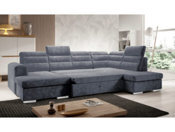 KONDELA Kloudy U P rohová sedačka u s rozkladom a úložným priestorom tmavosivá – Obrázok 3