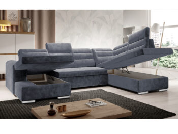 KONDELA Kloudy U P rohová sedačka u s rozkladom a úložným priestorom tmavosivá – Obrázok 5