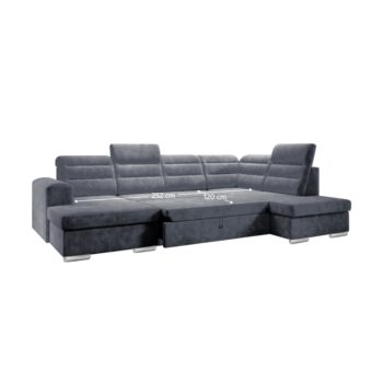 KONDELA Kloudy U P rohová sedačka u s rozkladom a úložným priestorom tmavosivá – Obrázok 6