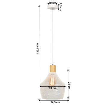 KONDELA Kolen visiaca lampa biela / prírodná - Image 2