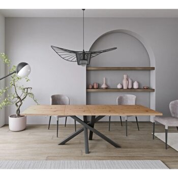 Rozkladací jedálenský stôl Koli 160/260 v elegantnom prevedení dub artisan a čierna je ideálnym riešením pre moderné interiéry. Tento stôl, vyrobený z kvalitnej laminovanej DTD, MDF a kovu, ponúka nielen estetický vzhľad, ale aj praktickosť. S rozmermi 160 cm na šírku, ktoré sa…