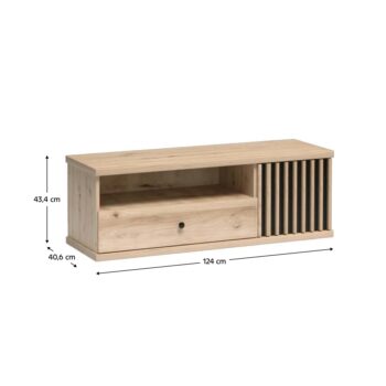 TV stolík Koli C-07 v elegantnom prevedení dub artisan a čierna je ideálnym doplnkom pre moderné interiéry. Tento štýlový kus nábytku od značky KONDELA ponúka nielen estetický vzhľad, ale aj praktické využitie. S rozmermi 124 cm na šírku, 40,6 cm na hĺbku a 43,4 cm na výšku poskytuje dostatok…