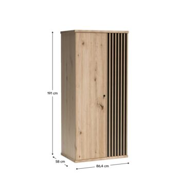 KONDELA Koli C-1 dvojdverová šatníková skriňa dub artisan / čierna - Image 2