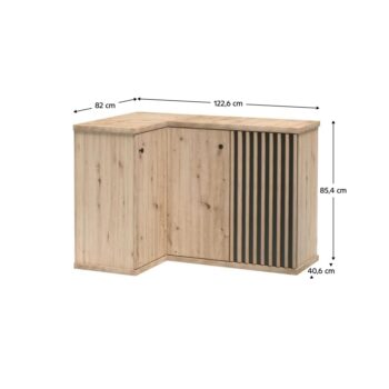 KONDELA Koli C-12 trojdverová rohová komoda dub artisan / čierna – Obrázok 2