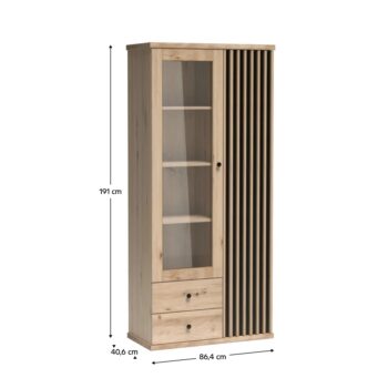 Vitrína Koli C-2 v elegantnom prevedení dub artisan a čierna je ideálnym doplnkom pre váš moderný interiér. Táto vitrína od značky KONDELA ponúka praktické riešenie pre uskladnenie a vystavenie vašich obľúbených predmetov. S výškou 191 cm, šírkou 86,4 cm a hĺbkou 40,6 cm poskytuje dostatok…