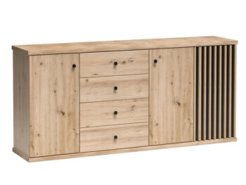 Predstavujeme vám trojdverovú komodu so zásuvkami Koli C-20 v elegantnom prevedení dub artisan a čierna, ktorá je ideálnym doplnkom pre váš moderný interiér. Táto komoda značky KONDELA ponúka praktické riešenie úložného priestoru s tromi dverami a štyrmi zásuvkami, čo ju robí vhodnou pre rôzne…