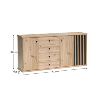 Predstavujeme vám trojdverovú komodu so zásuvkami Koli C-20 v elegantnom prevedení dub artisan a čierna, ktorá je ideálnym doplnkom pre váš moderný interiér. Táto komoda značky KONDELA ponúka praktické riešenie úložného priestoru s tromi dverami a štyrmi zásuvkami, čo ju robí vhodnou pre rôzne…