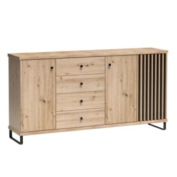 Predstavujeme vám trojdverovú komodu so zásuvkami Koli C-20 v elegantnom prevedení dub artisan a čierna, ktorá je ideálnym doplnkom pre váš moderný interiér. Táto komoda značky KONDELA ponúka praktické riešenie úložného priestoru s tromi dverami a štyrmi zásuvkami, čo ju robí vhodnou pre rôzne…