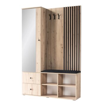 Predsieň Koli C v elegantnom prevedení dub artisan a čierna je ideálnym riešením pre moderné interiéry. Tento nábytok od značky KONDELA ponúka praktickú kombináciu funkčnosti a štýlu, ktorá zaujme každého návštevníka vášho domova.