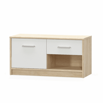 Komoda TEYO 1D1S nádherne oživí a zariadi izby Vašich ratolestí. Rozmery komody sú (ŠxHxV): 83x34x42 cm. Je vyrobená z kvalitnej laminovanej DTD (drevotriesková doska). Jemná farebná kombinácia dubu sonoma s bielou dodáva nábytku nadčasovosť. Komoda poskytuje dostatok úložného priestoru rozloženého…