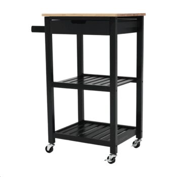 KONDELA Arete servírovací stolík na kolieskach prírodná / čierna